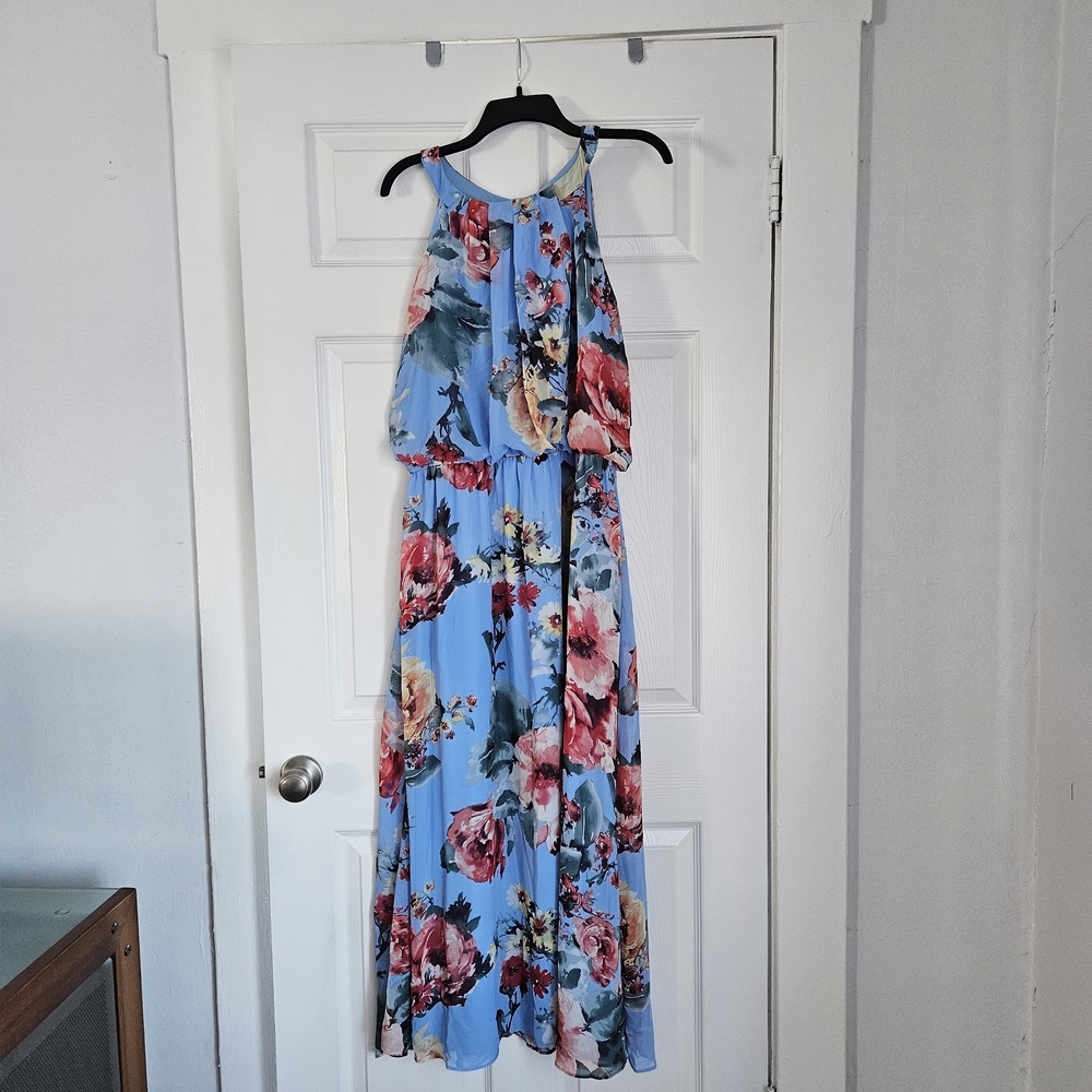 Robbie Bee Blue Floral Maxi Dress